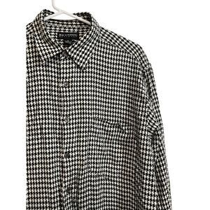 Vintage Reunion Menswear Houndstooth Button Up Shirt Grunge 90s Small Cotton